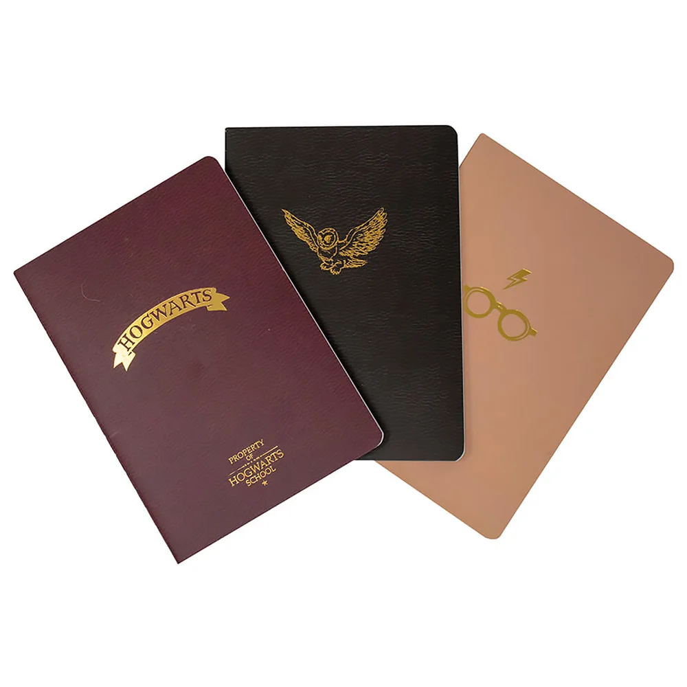 Harry Potter Hogwarts A6 Shrinkwrapped Notebooks 3 Pack Afbeelding 1