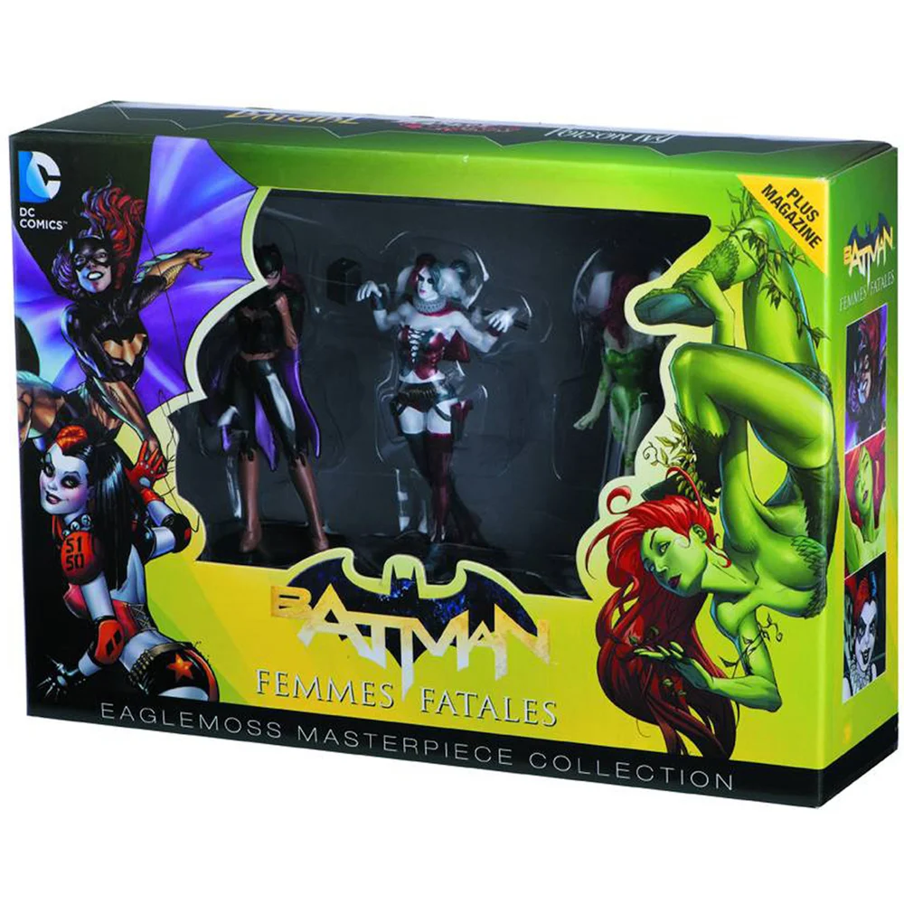 Eaglemoss DC Comics Masterpiece Collections Femme Fatales 3 Piece Statue Figurine Set - Harley Quinn, Poison Ivy and Batgirl Afbeelding 1