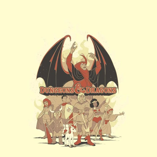 Dungeons & Dragons D&D Cartoon The Party Unisex T-Shirt - Wit Vintage Wash