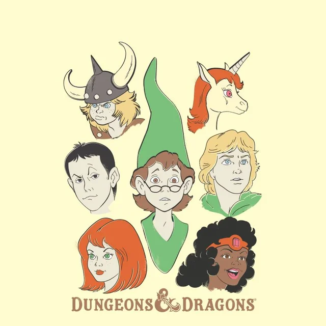 Dungeons & Dragons D&D Cartoon The Party Unisex T-Shirt - Wit Vintage Wash