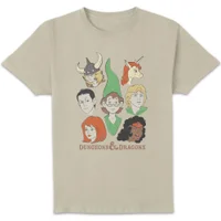 Dungeons & Dragons D&D Cartoon The Party Unisex T-Shirt - Wit Vintage Wash - undefined undefined