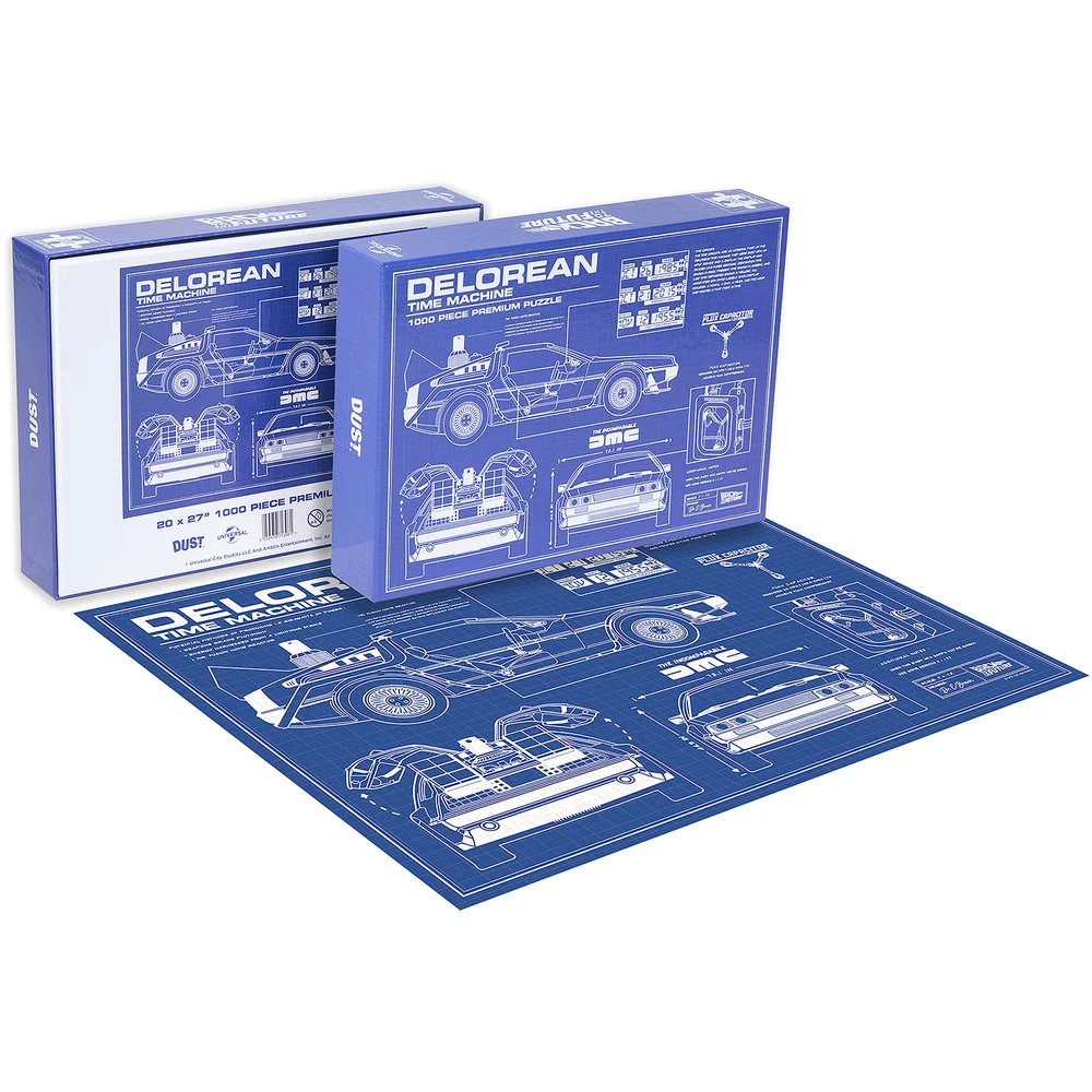 Back To The Future DeLorean Schematic 1000pc Puzzle - Zavvi Exclusive Afbeelding 1
