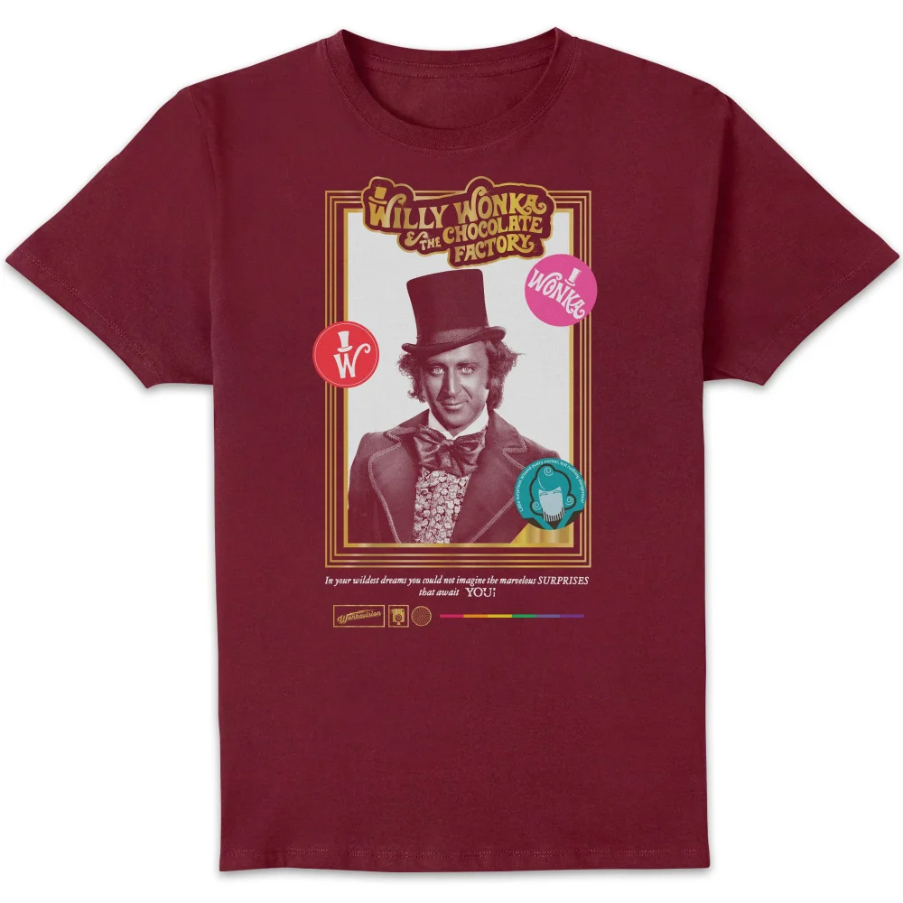Willy Wonka & The Chocolate Factory Retro Cover Men's T-Shirt - Bordeaux - S Afbeelding 1