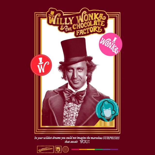 Willy Wonka & The Chocolate Factory Retro Cover Men's T-Shirt - Bordeaux