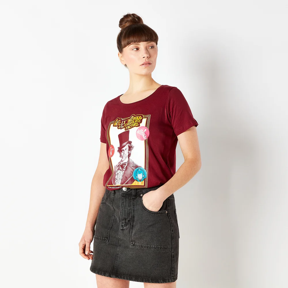 Willy Wonka & The Chocolate Factory Retro Cover Women's T-Shirt - Bordeaux - S Afbeelding 1