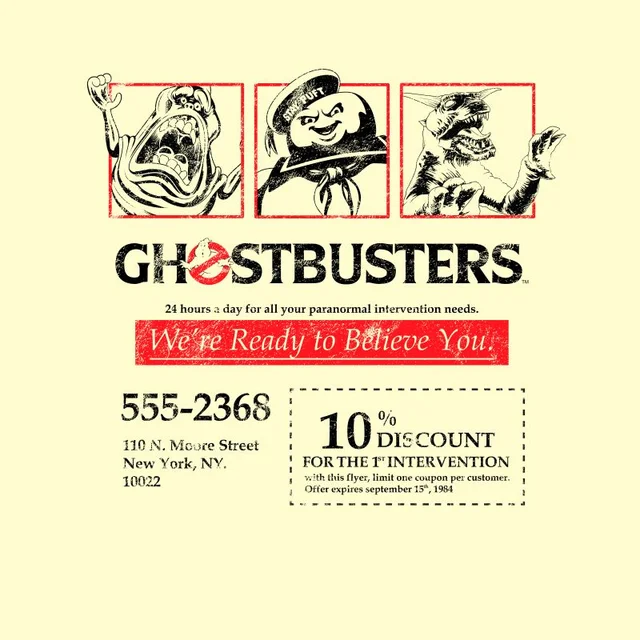 Ghostbusters Flyer Unisex T-Shirt - Wit Vintage Wash