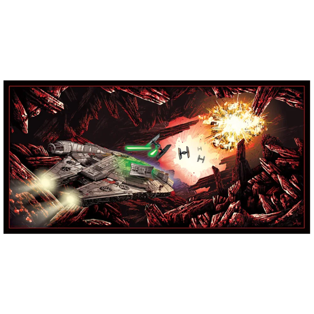 Star Wars "The Falcon on Crait" Lithograph by Derek Payne Afbeelding 1