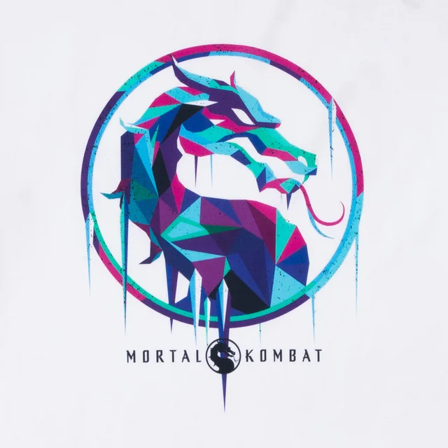 Mortal Kombat Blue Logo Oversized Heavyweight T-Shirt - Wit