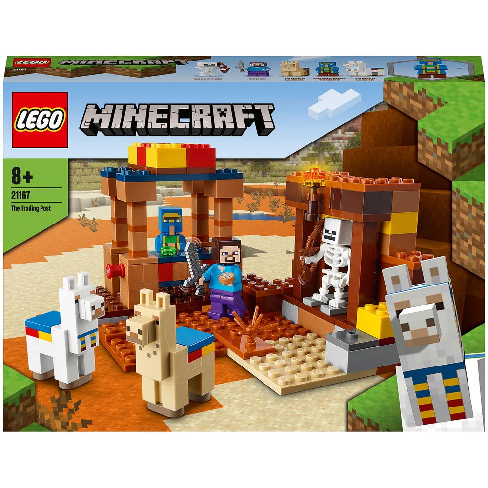 LEGO 21167 Minecraft De Handelspost Bouwset met Poppetjes van Steve en Skelet, Constructiespeelgoed voor Kinderen vanaf 8 Jaar Afbeelding 1