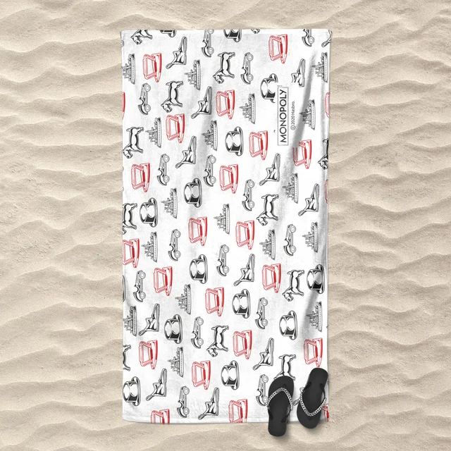 Monopoly Figures Pattern Beach Towel