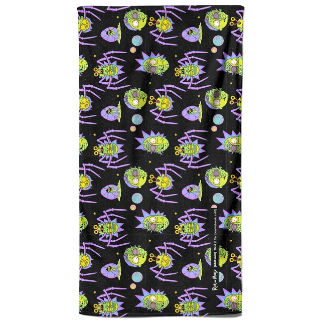 Rick and Morty Brain Head And Spiders Beach Towel
