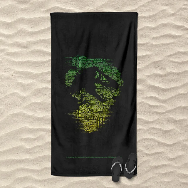 Jurassic Park Dino From Text Beach Towel