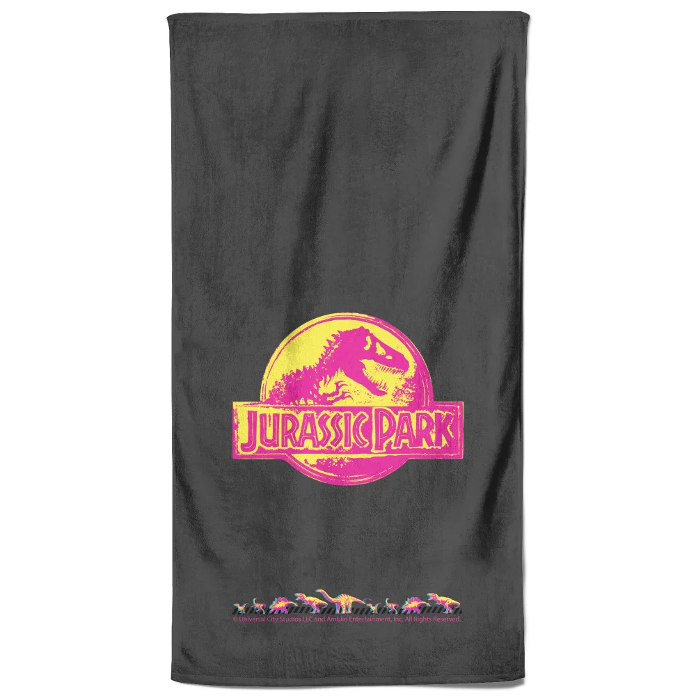 Jurassic Park Neon Logo Beach Towel Afbeelding 1