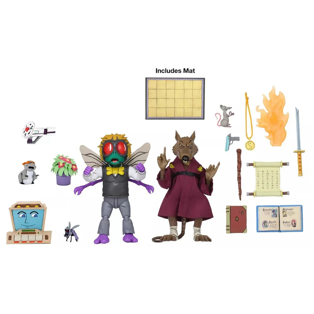 NECA Teenage Mutant Ninja Turtles Cartoon Splinter and Baxter 2 Pack Ultimate 7 Inch Scale Action Figure Afbeelding 1