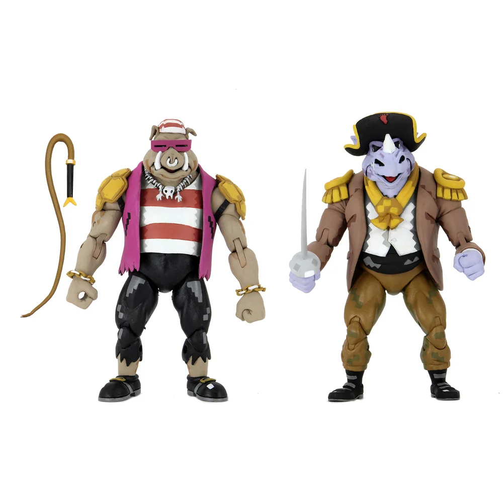 NECA Teenage Mutant Ninja Turtles Turtles In Time Pirate Bebop and Rocksteady 2 Pack Ultimate 7 Inch Scale Action Figure Afbeelding 1