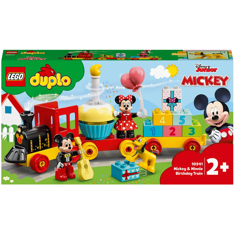 LEGO 10941 DUPLO Disney Mickey & Minnie Verjaardagstrein Peuterspeelgoed met Taart en Ballonnen, Cadeau, Kinderen van 2+ Jaar Afbeelding 1