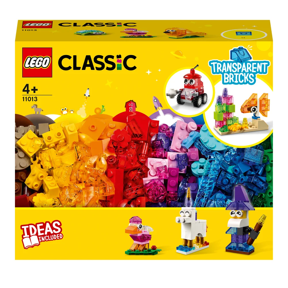 LEGO 11013 Classic Creatieve Transparante Stenen Set met Dieren Inclusief Leeuw, Vogel en Schildpad, Kinderspeelgoed 4+ Jaar Afbeelding 1