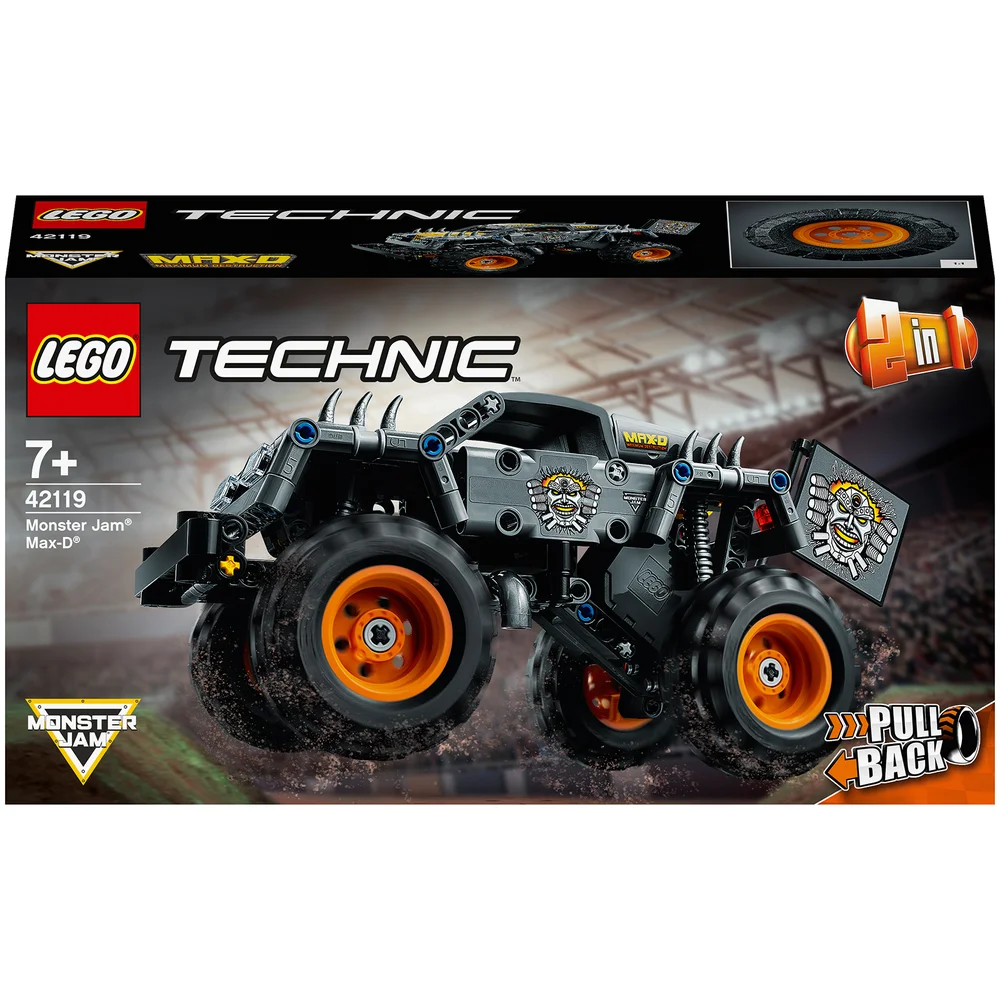 LEGO 42119 Technic Monster Jam Max-D Speelgoedtruck naar Quad, Pull-back Auto 2in1 Bouwset, voor Kerst of Verjaardagvoor 7+ Afbeelding 1