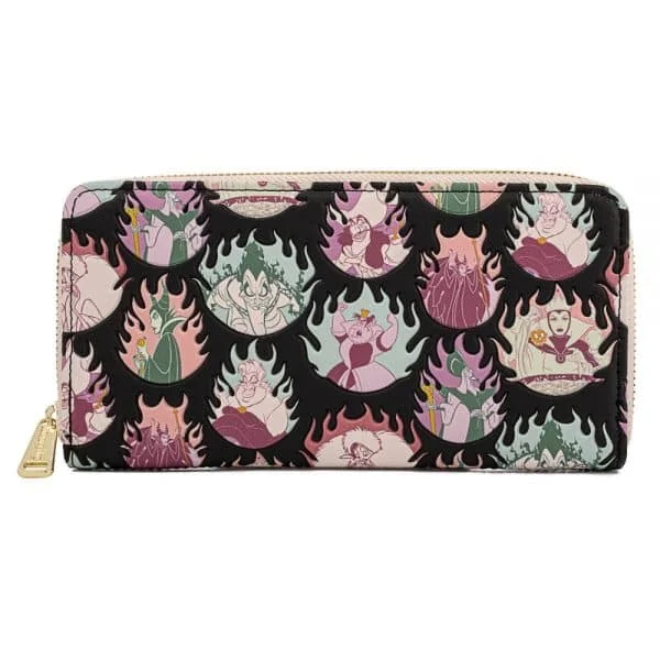 Loungefly Disney Villains Pastel Flames AOP Around Wallet Afbeelding 1