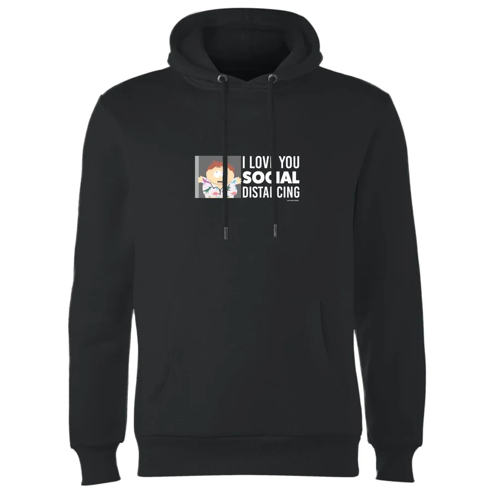 South Park Cartman I Love You Social Distancing Unisex Hoodie - Black - S Afbeelding 1