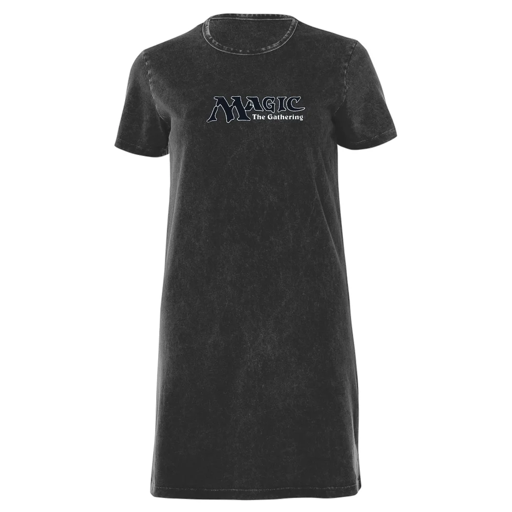 Magic The Gathering Retro Logo Women's T-Shirt Dress - Zwart Acid Wash - M Afbeelding 1