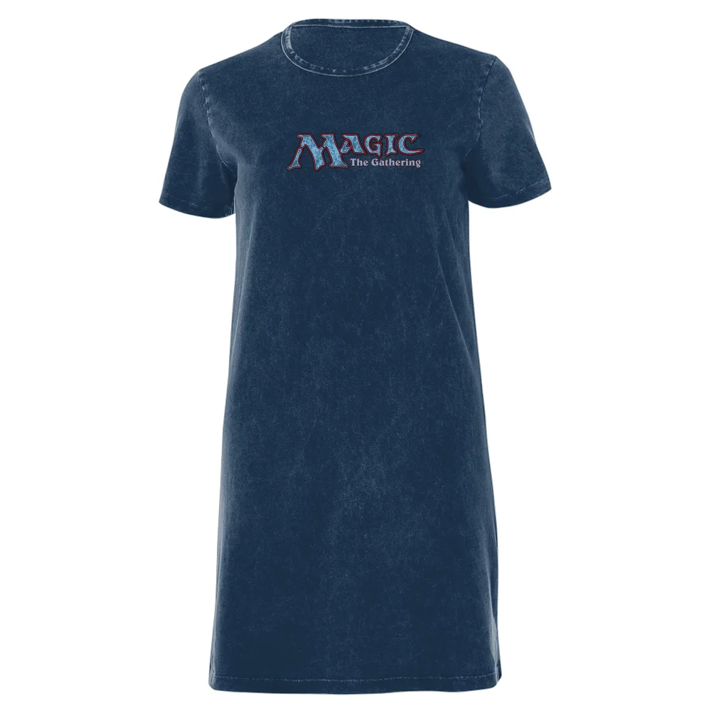 Magic The Gathering Logo Women's T-Shirt Dress - Donker Blauw Acid Wash - XS Afbeelding 1