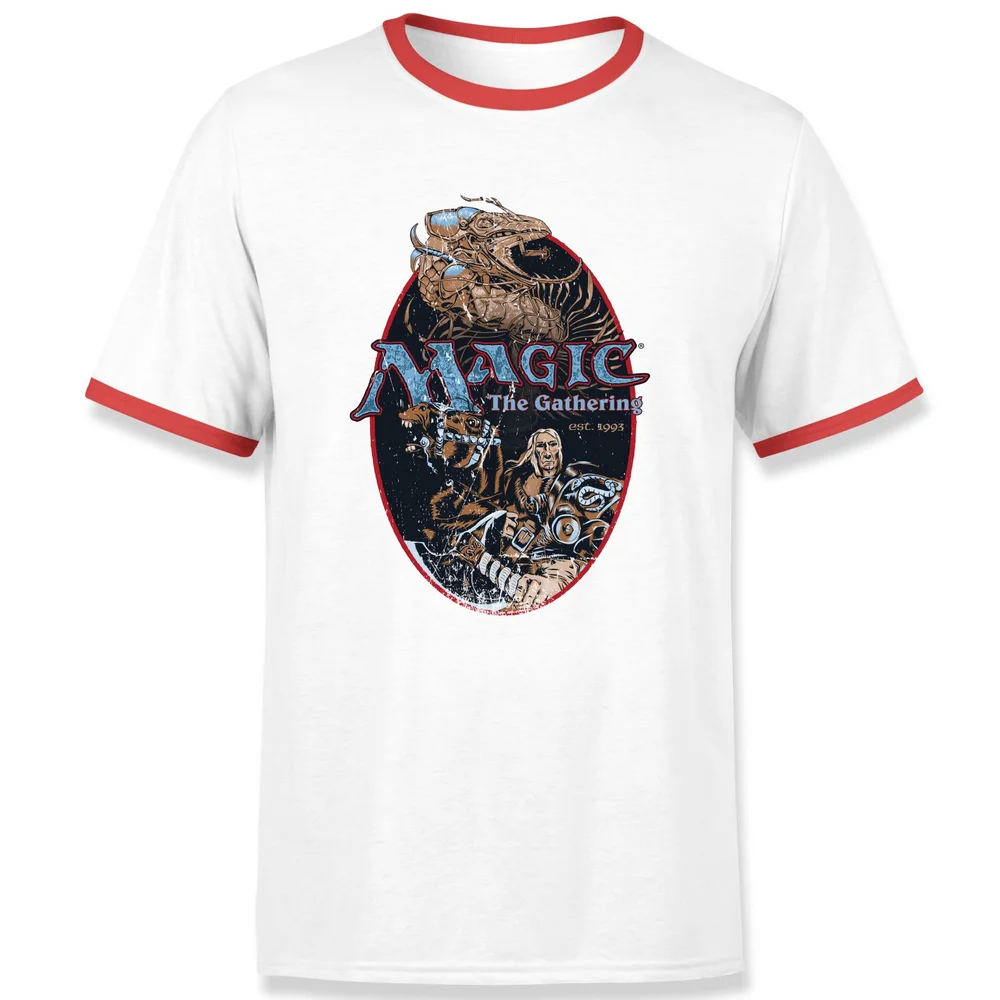 Magic the Gathering Est. 1993 Unisex Ringer T-Shirt - Wit / Rood - S Afbeelding 1