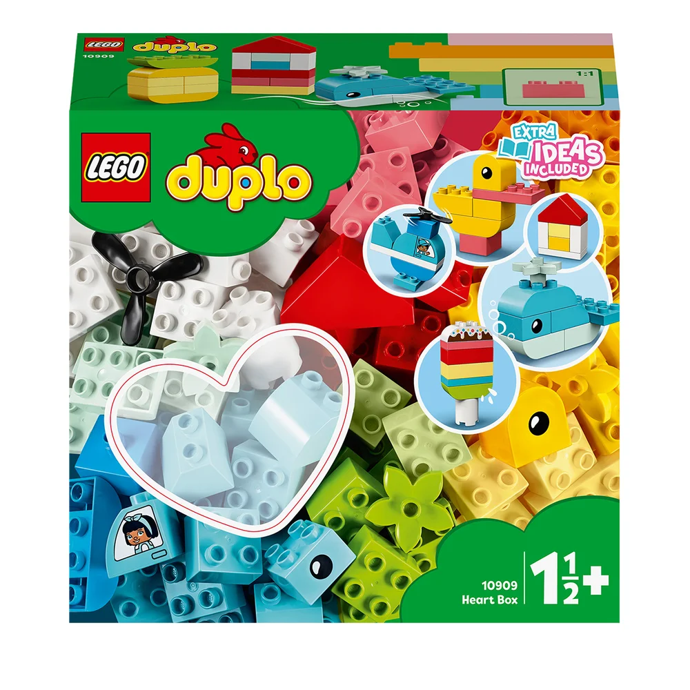 LEGO 10909 DUPLO Classic Hartvormige Doos First Bricks Bouwset, Peuterspeelgoed voor Peuters van 1,5+ Jaar, Cadeau-Idee Afbeelding 1