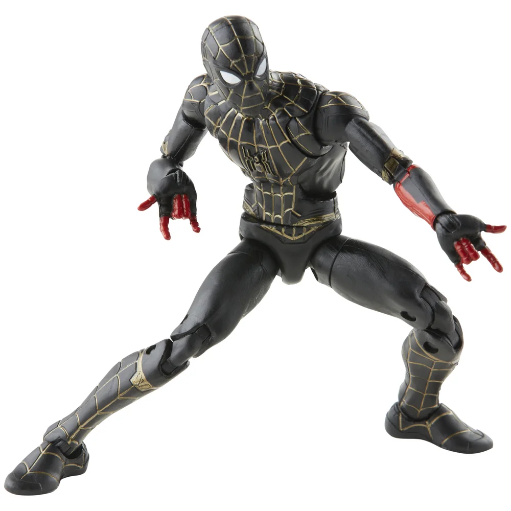 Hasbro Marvel Legends Series Black & Gold Suit Spider-Man 6 Inch Action Figure and Build-A-Figure Part Afbeelding 1