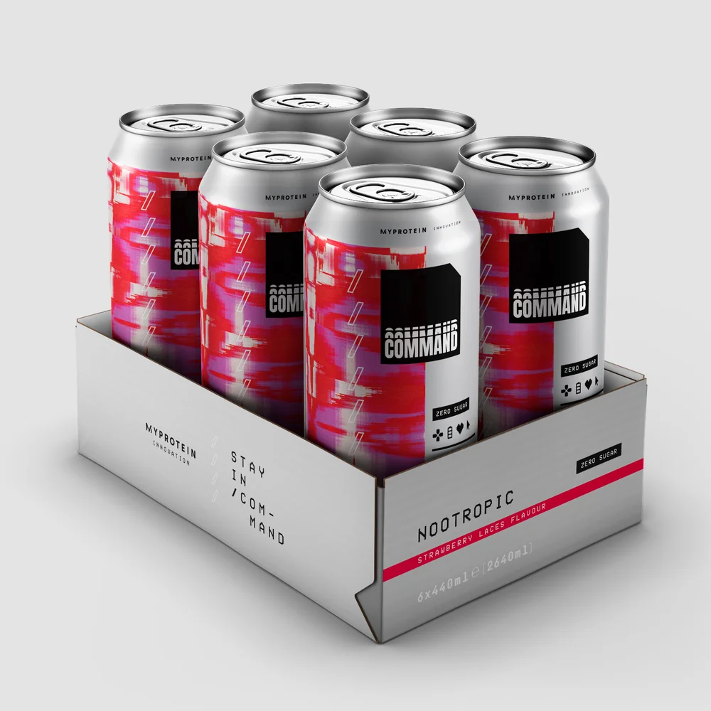E-Sports Command Energy Cans, Strawberry Laces, 6 x 440ml Afbeelding 1
