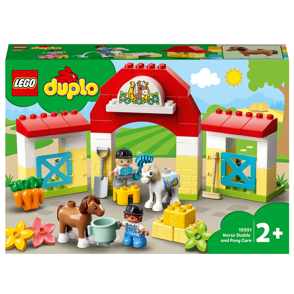 LEGO 10951 DUPLO Town Paardenstal en Ponyverzorging Speelgoed voor Peuters, met Figuren van een Paard en Ruiter Afbeelding 1