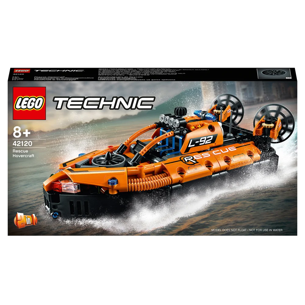 LEGO 42120 Technic Reddingshovercraft naar Vliegtuig, 2in1 Modelbouwset, Speelgoedvoertuigen voor Jongens en Meisjes 8+ Afbeelding 1