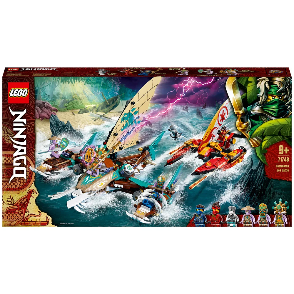 LEGO 71748 NINJAGO Catamaran Zeeslag Bouwset met 4 Boten, Kai, Jay en Zane Poppetjes voor Kinderen van 9 Jaar en Ouder Afbeelding 1