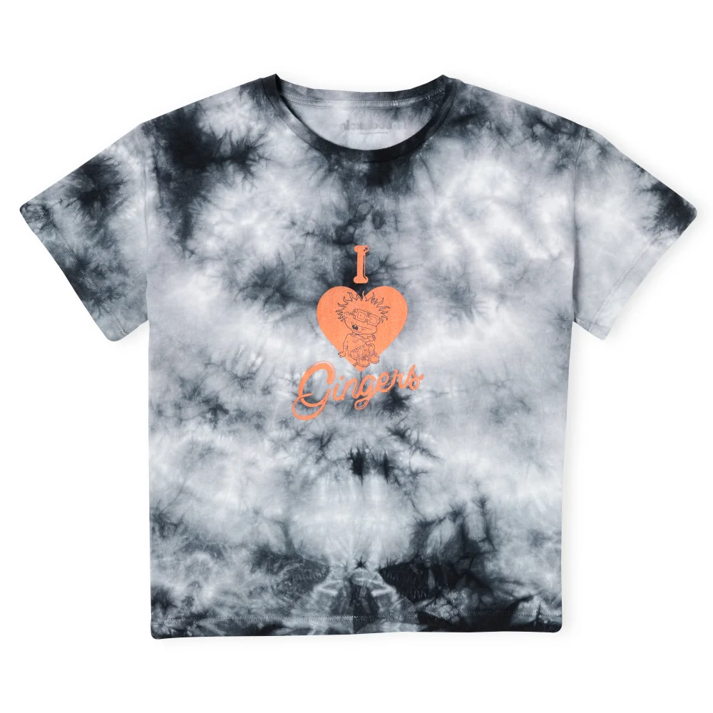 Rugrats I Love Gingers Women's Cropped T-Shirt - Zwart Tie Dye - S Afbeelding 1