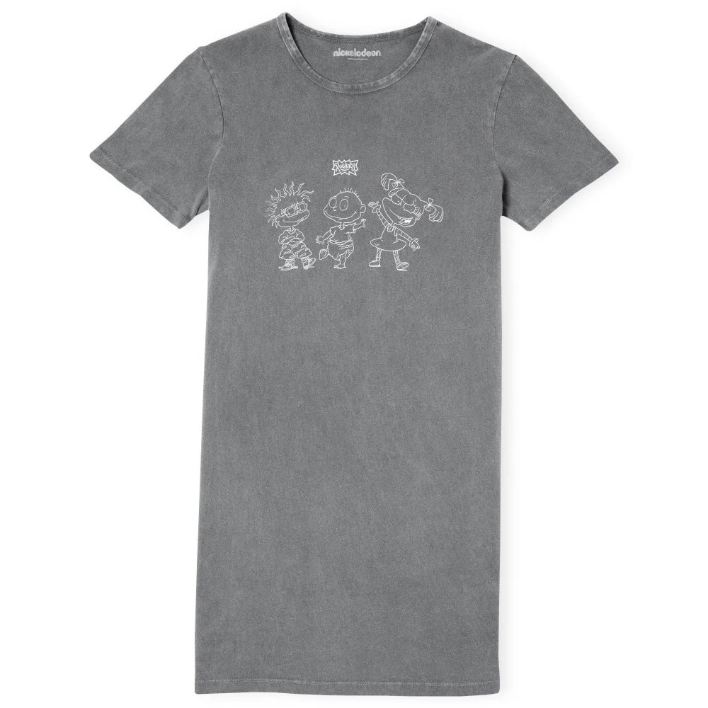Rugrats Women's T-Shirt Dress - Black Acid Wash - M Afbeelding 1