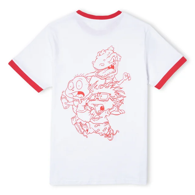 Rugrats Unisex Ringer T-Shirt - Wit/Rood
