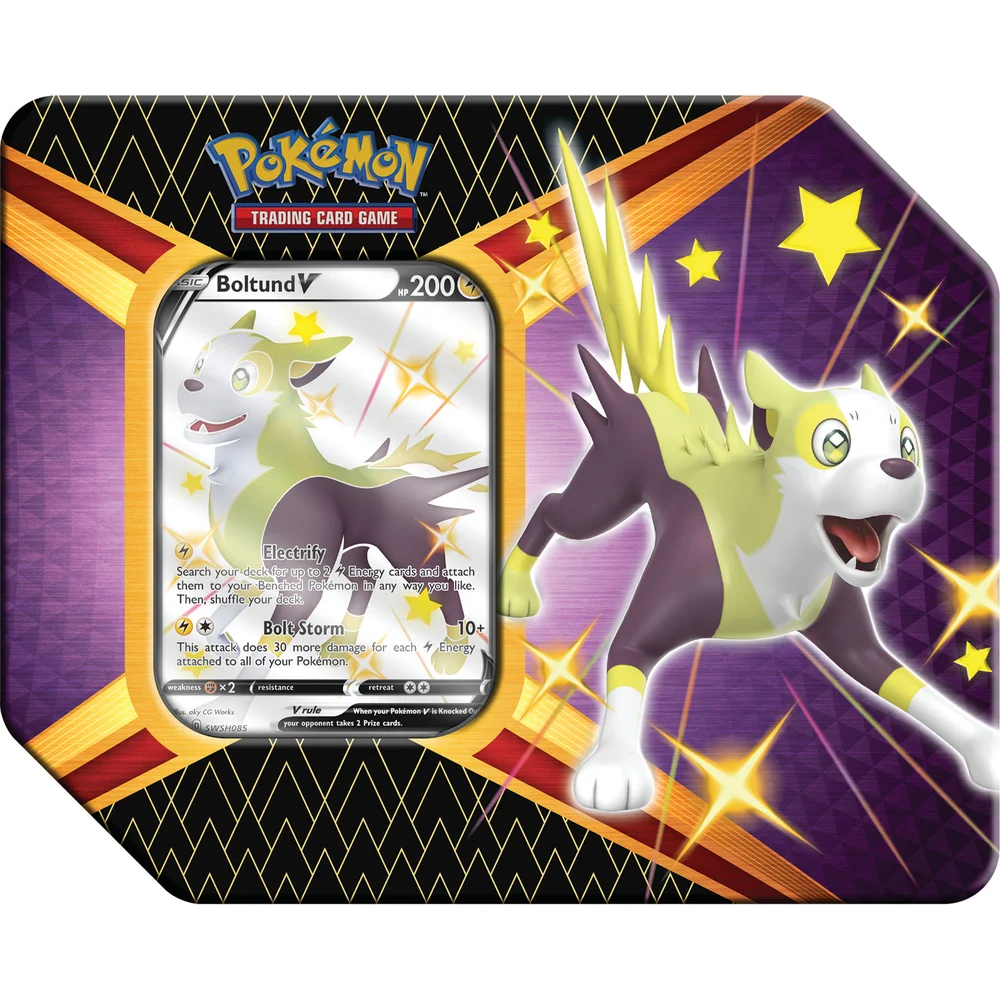 Pokémon TCG: Shining Fates Tin - Eldegoss V, Boltun V or Cramorant V (Assortment) Afbeelding 1