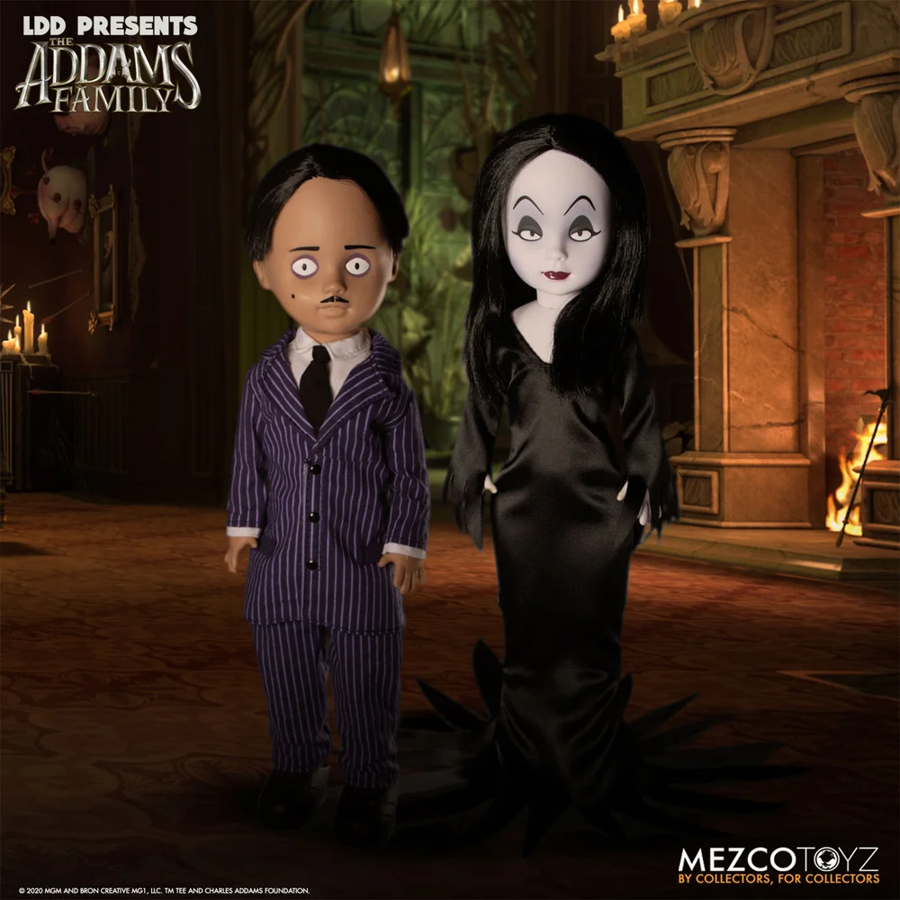Mezco LDD presenteert Addams familie Gomez en Morticia Dolls 2-Pack Afbeelding 1