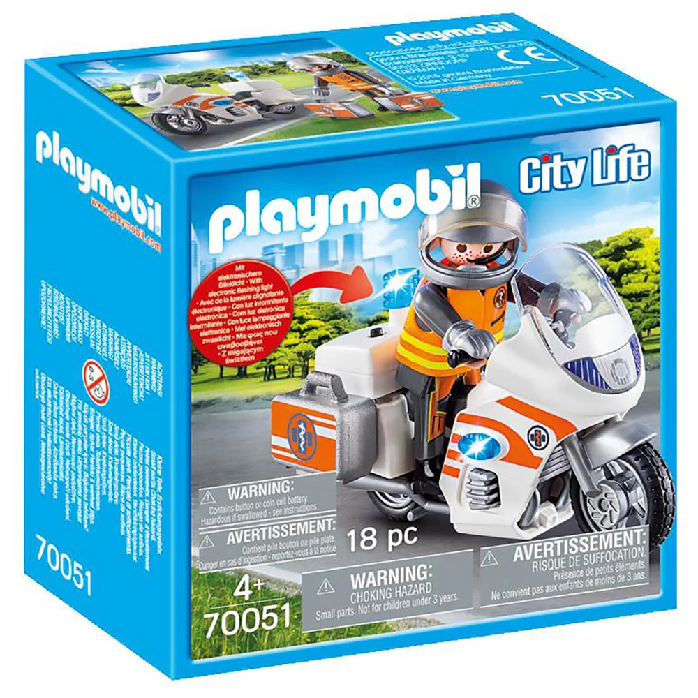 Playmobil City Life Ziekenhuis Noodgevallen Motorfiets met Zwaailicht (70051) Afbeelding 1
