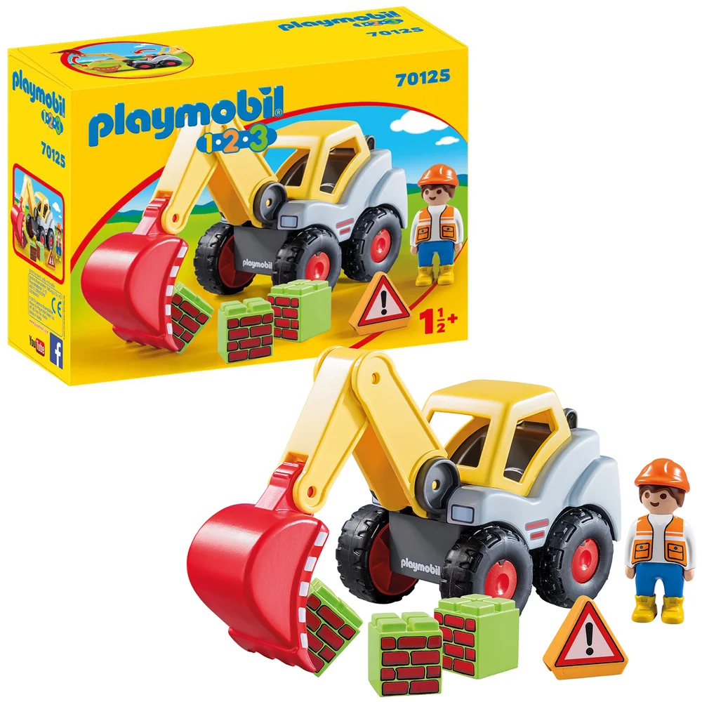 Playmobil 1.2.3 Shovel Excavator for Children 18 Months+ (70125) Afbeelding 1