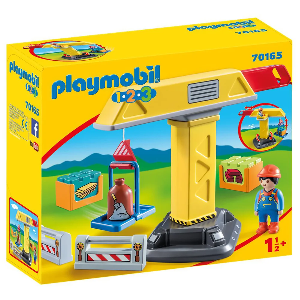 Playmobil 1.2.3 Construction Crane for Children 18 Months+ (70165) Afbeelding 1