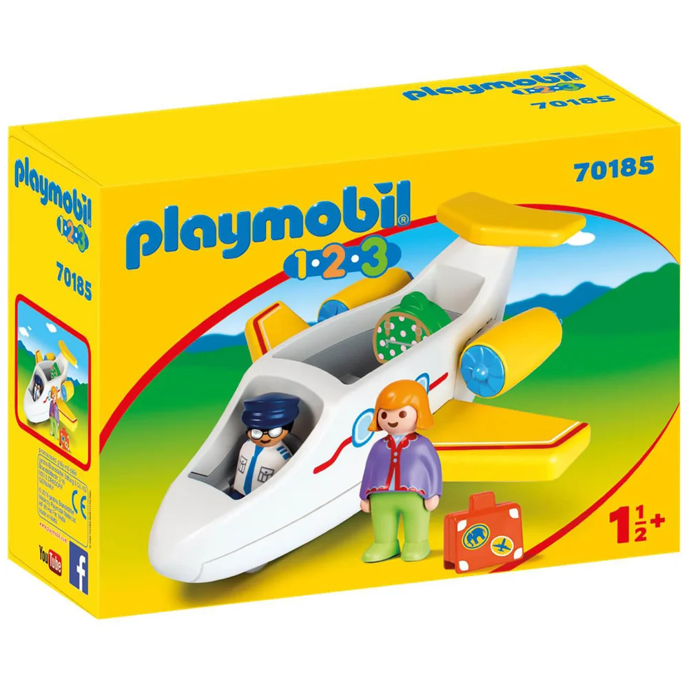 Playmobil 1.2.3 Plane with Passenger for Children 18 Months+ (70185) Afbeelding 1