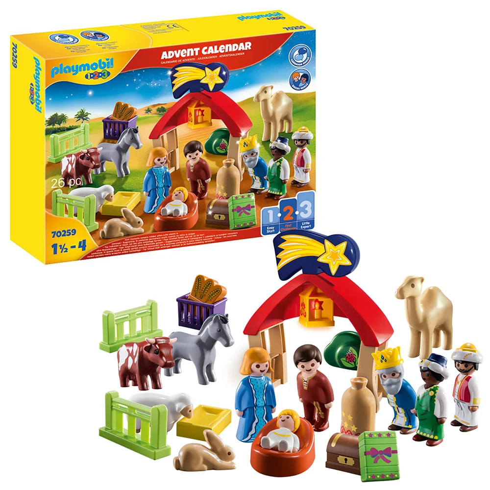 Playmobil 1.2.3 Advent Calendar - Christmas Manger For 18+ Months (70259) Afbeelding 1