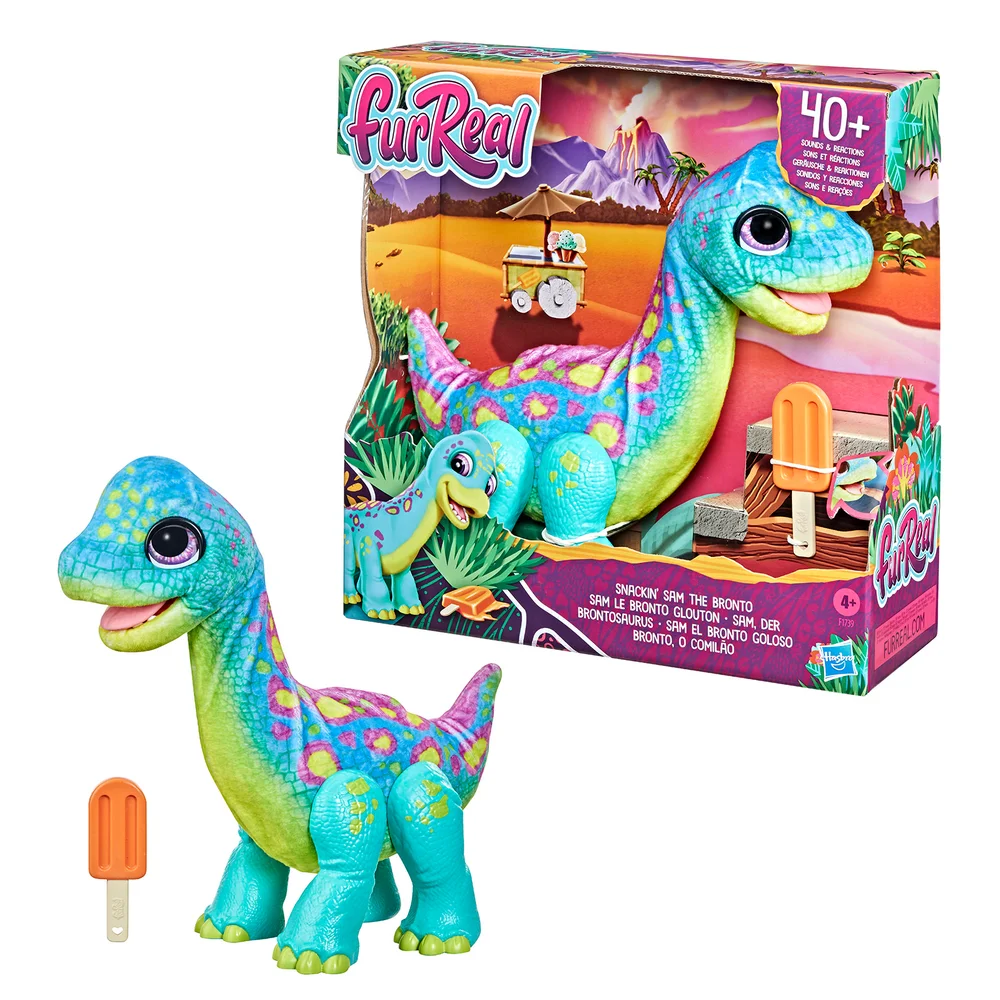 Hasbro furReal - Snackin’ Sam the Bronto Interactive Animatronic Plush Toy Afbeelding 1