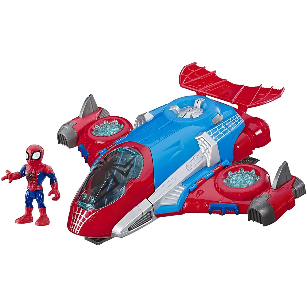 Hasbro Playskool Heroes Marvel Super Hero Adventures Spider-Man Jetquarters 5" Action Figure and Vehicle Afbeelding 1