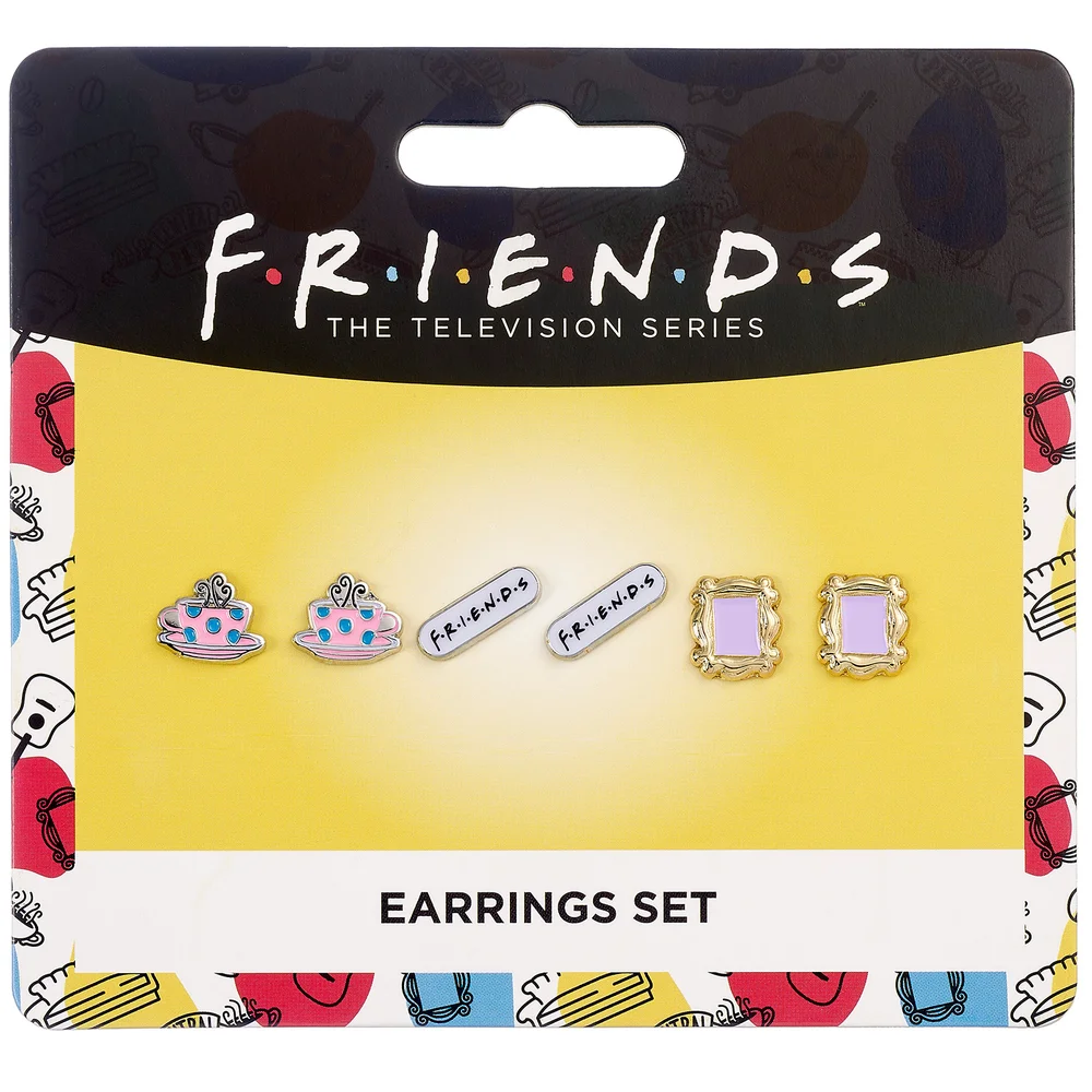 Friends Set van 3 Oorbel Studs - Frame, Coffee Cup & Friends Logo Afbeelding 1