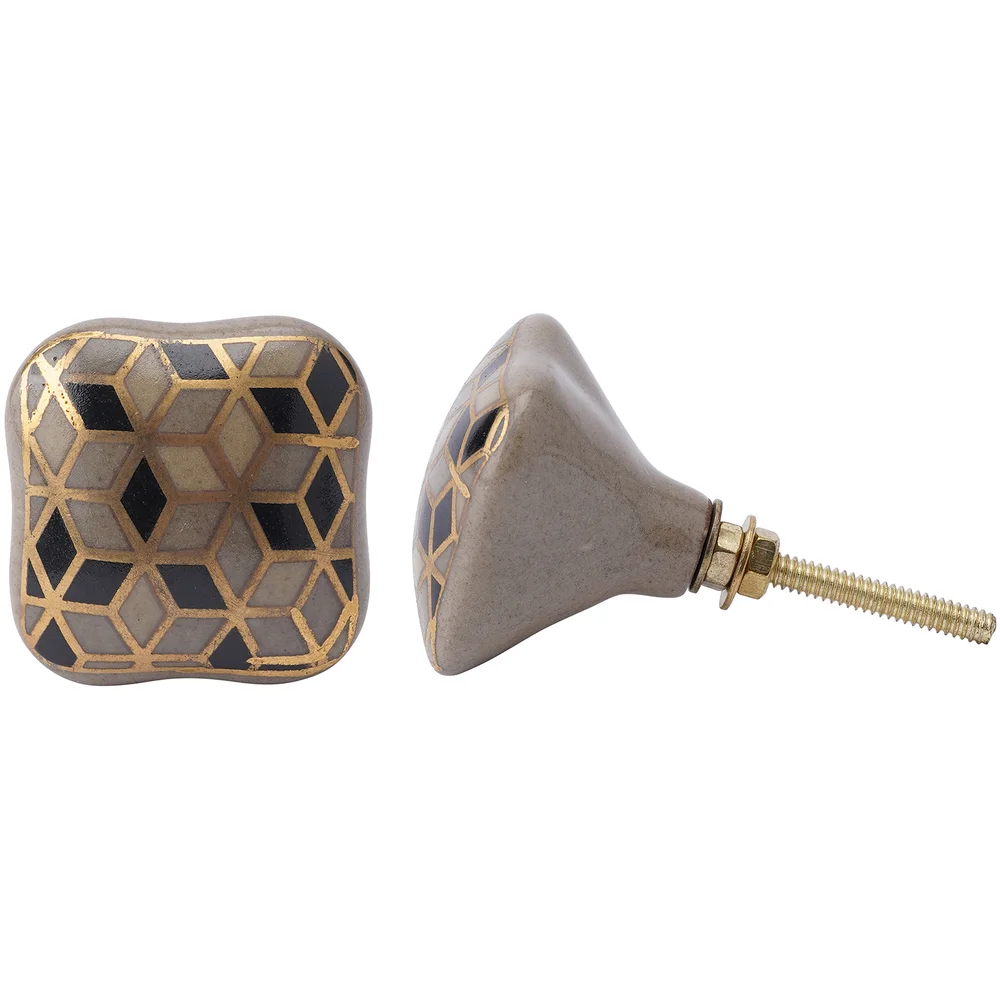 Black and Gold Ceramic Drawer Pull Afbeelding 1