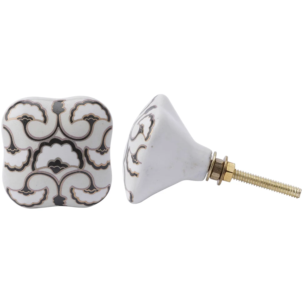 Black and Gold Swirl Ceramic Drawer Pull Afbeelding 1