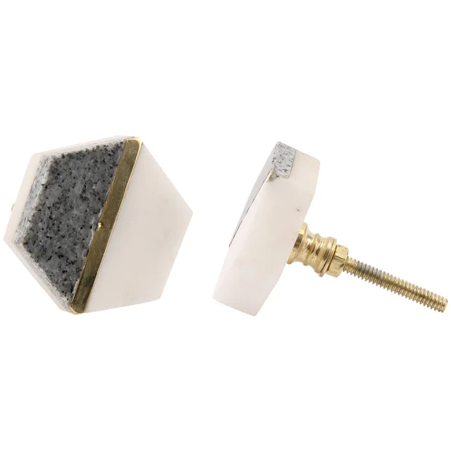 Stone and White Ceramic Drawer Pull