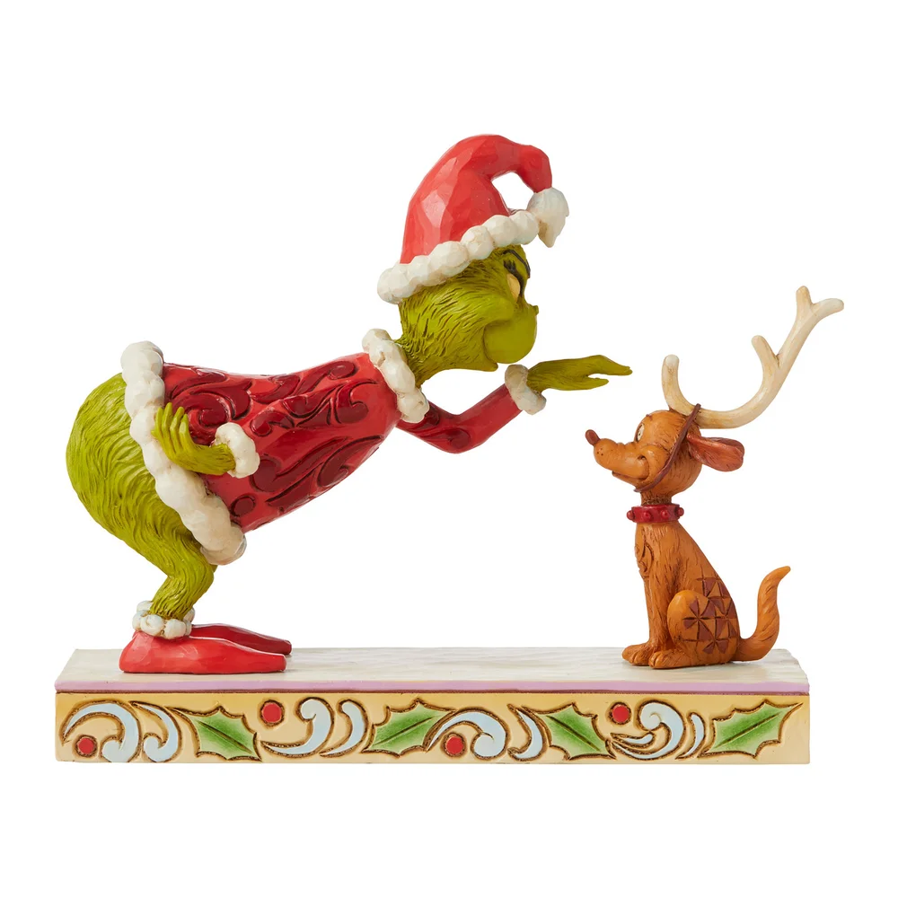 The Grinch By Jim Shore Grinch Patting Max Figurine Afbeelding 1